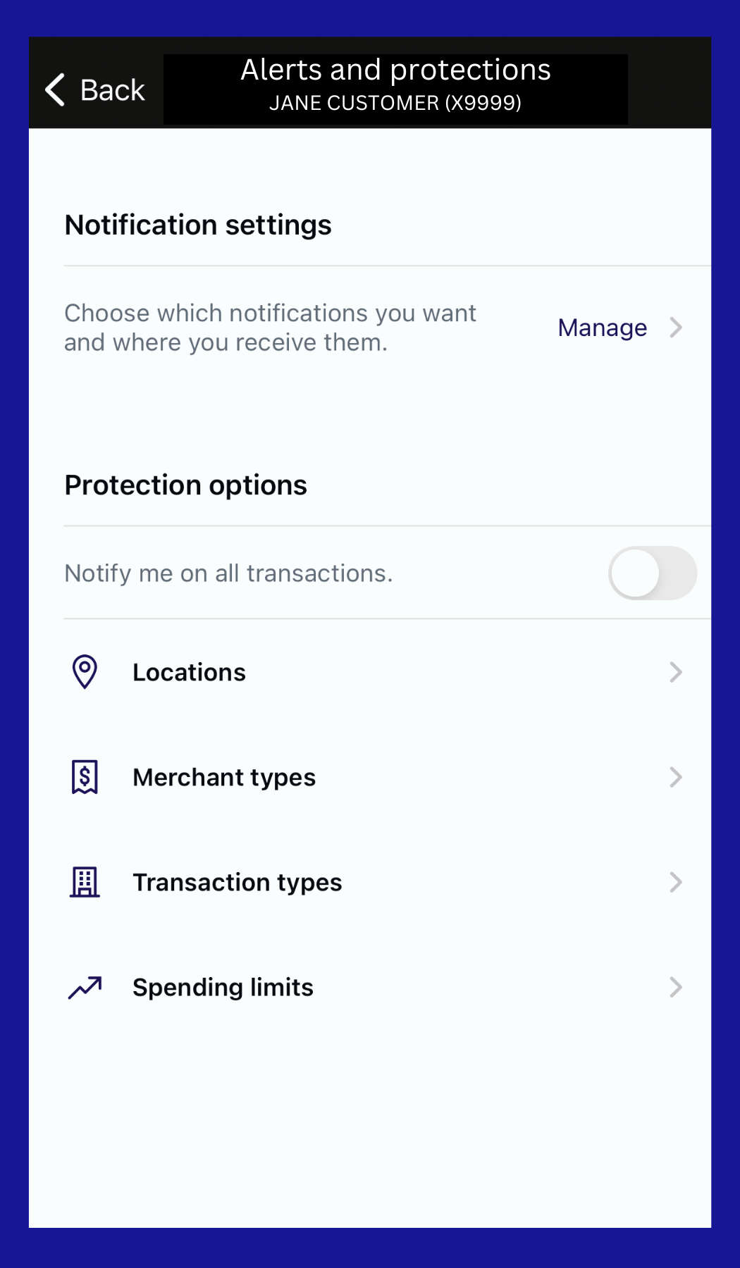 Manage your debit card.