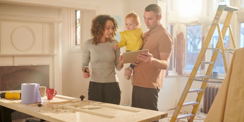 Family doing renovations