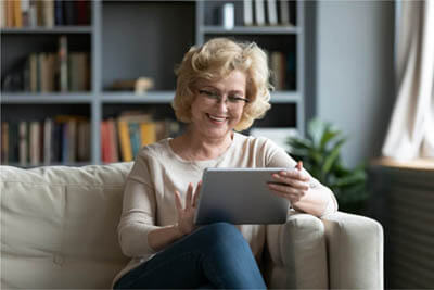 Lady holding tablet