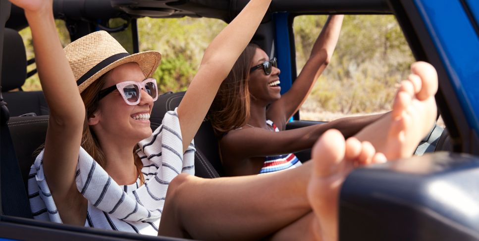 Excited car riders